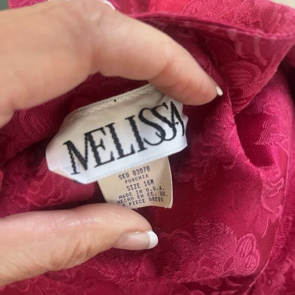 Vintage Melissa 2pc Blazer Skirt Suit Plus sz 16W Pink Brocade Lace Beads 80's - Picture 14 of 14